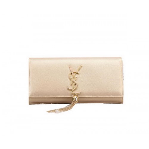 YSL Classic Monogramme Tassel Pochette in pelle verniciata Y8908 Oro