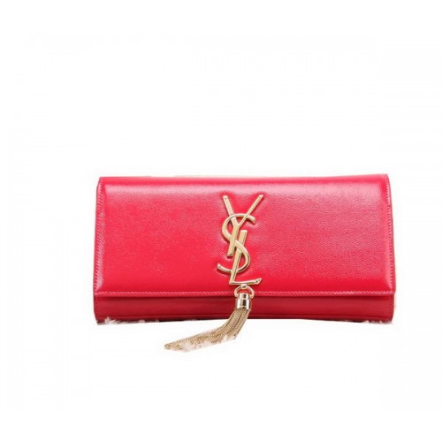 YSL Classic Monogramme Tassel Pochette in pelle verniciata Y8908 Rosso