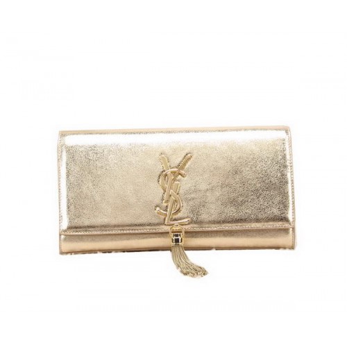 YSL Classic Monogramme Tassel Pochette in pelle liscia Y8908 Oro
