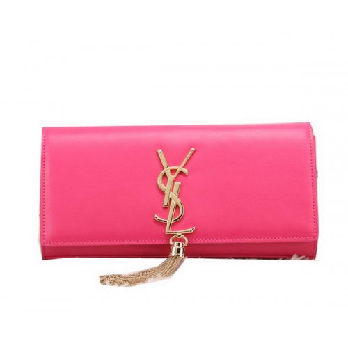 YSL Classic Monogramme Tassel Pochette in pelle liscia Y8908 Rosa