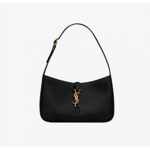 YSL LE 5 A 7 BORSA HOBO IN PELLE LISCIA Y687228 nera