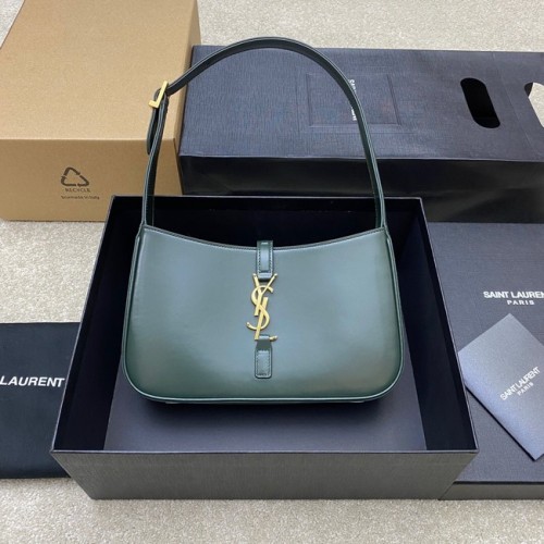YSL LE 5 A 7 BORSA HOBO IN PELLE LISCIA Y687228 verde nerastro