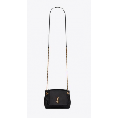 YSL MONOGRAM MINI NOLITA IN PELLE LAME 672738 NERO
