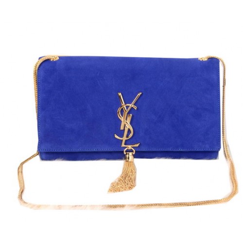 YSL Monogramme Borsa a tracolla a tracolla in pelle scamosciata Y311214 Blu