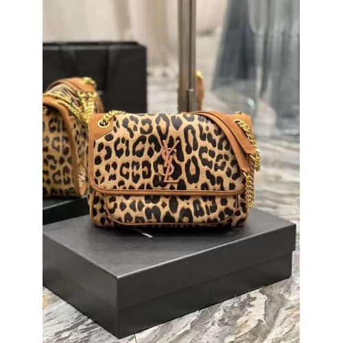 YSL NIKI MEDIUM IN pelo leopardato Y533158 MARRONE