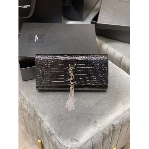 Borsa Kate media YSL Saint Laurent Y306079 Hardware argento nero