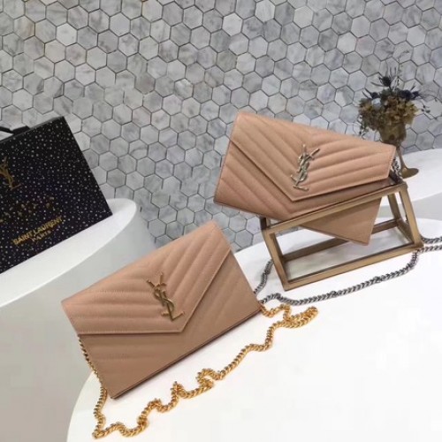 YSL WOC Classic Monogramme Flap Bag Modello Cannage Y1003 Albicocca