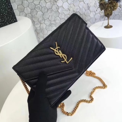 YSL WOC Classic Monogramme Flap Bag Modello Cannage Y1003 Nero