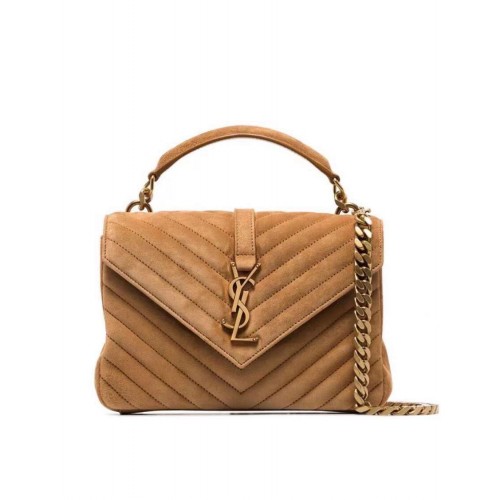 Yves Saint Laurent COLLEGE MEDIUM IN CAMOSCIO TRAPUNTATO 600279 marrone