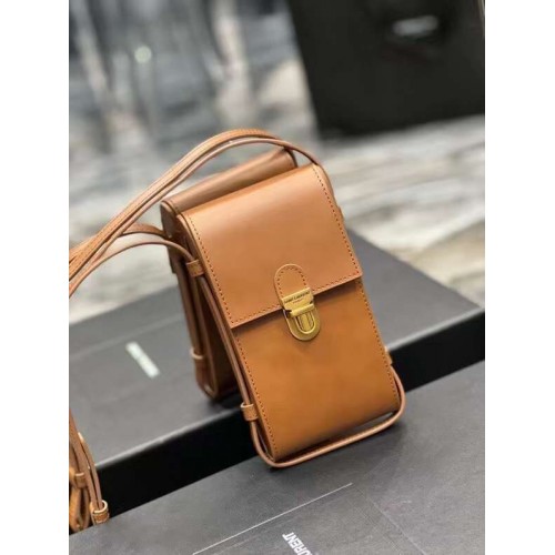 Borsa a tracolla Yves Saint Laurent in pelle di vitello Y567718 marrone