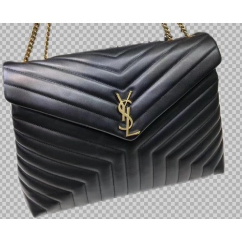 Borsa tote jumbo in pelle di vitello Yves Saint Laurent nera 464698 Hardware dorato