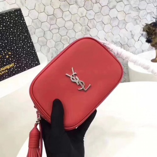 Borsa a tracolla in pelle di vitello Yves Saint Laurent 5804 rossa