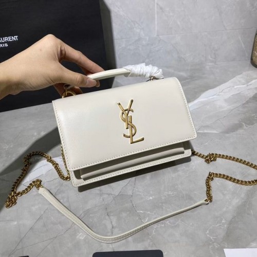 Borsa a tracolla in pelle di vitello Yves Saint Laurent Y533036 Metallo bianco e dorato