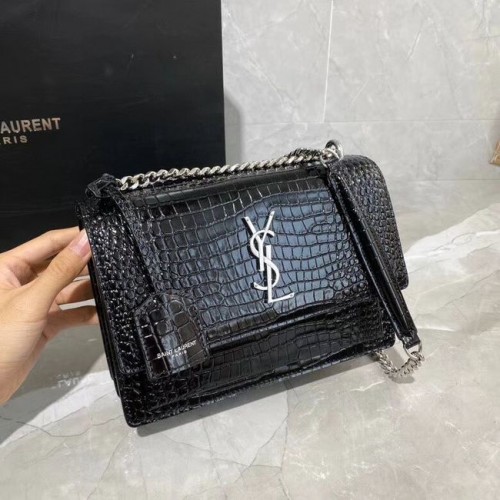 Borsa a tracolla Yves Saint Laurent in pelle di vitello Y542206A Metallo nero e argento