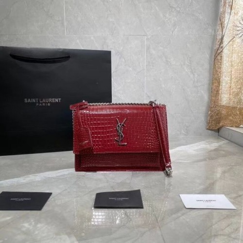 Yves Saint Laurent Borsa a tracolla in pelle di vitello Y542206A metallo rosso e argento