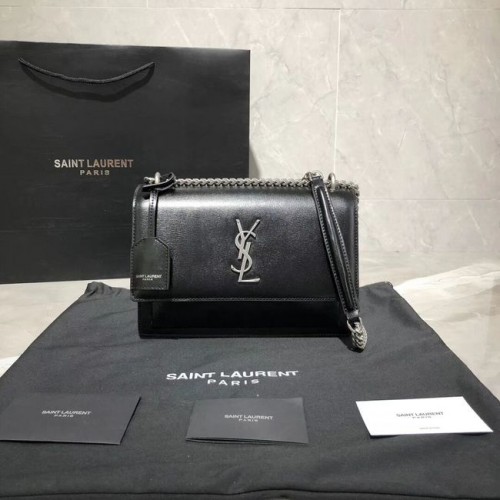 Yves Saint Laurent Borsa a tracolla in pelle di vitello Y542206B metallo nero e argento