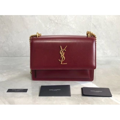 Yves Saint Laurent Borsa a Spalla in Pelle di Vitello Y542206B rossa