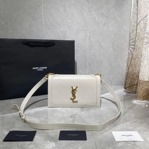 Borsa a tracolla in pelle di vitello Yves Saint Laurent Y635627 bianca