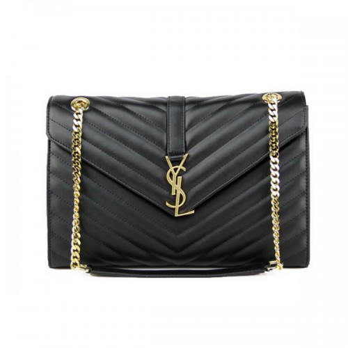 Borsa con patta monogramma classica Yves Saint Laurent Y2039 nera