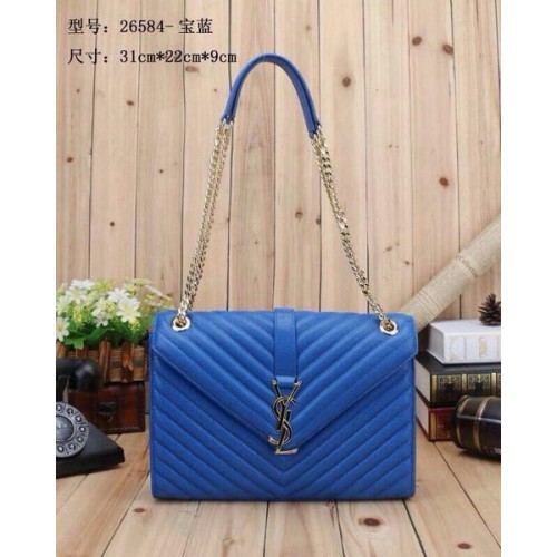 Borsa con patta monogramma classica Yves Saint Laurent Y26584 blu