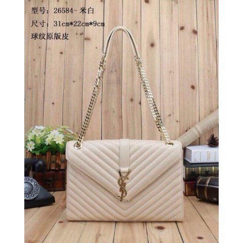 Borsa con patta monogramma classica Yves Saint Laurent Y26584 OffWhite
