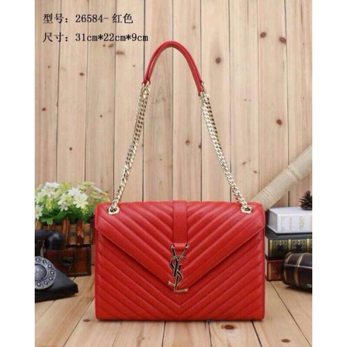 Borsa con patta monogramma classica Yves Saint Laurent Y26584 rossa