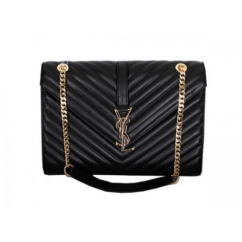 Borsa con patta monogramma classica Yves Saint Laurent Y8245 nera