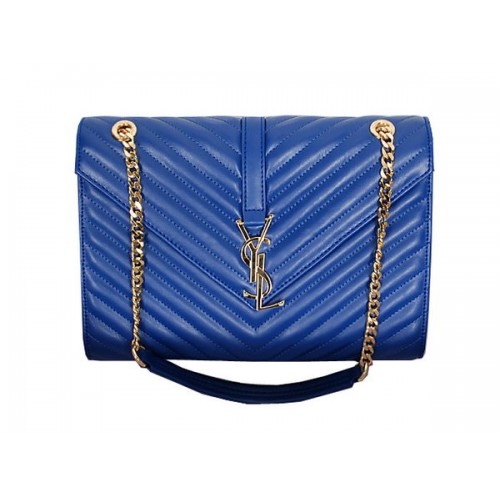 Yves Saint Laurent borsa classica con patta monogramma Y8245 blu