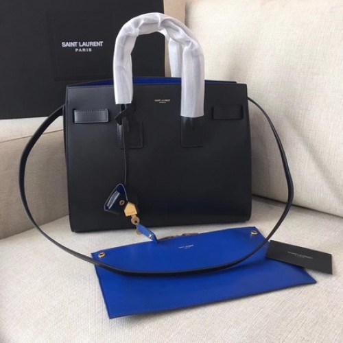 Yves Saint Laurent Borsa Classica Sac De Jour Pelle Liscia Y398709 Nero&Blu