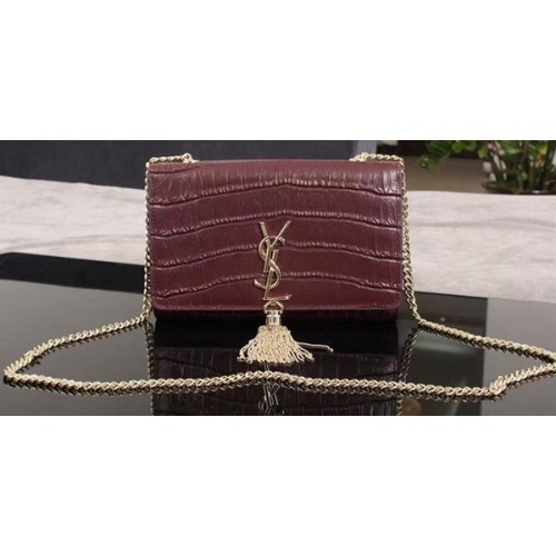 Borsa a tracolla a tracolla in pelle di cocco Yves Saint Laurent 1311224 Viola