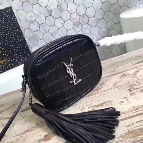 Borsa a tracolla in pelle di coccodrillo Yves Saint Laurent 5804 nera