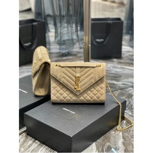 Yves Saint Laurent BORSA ENVELOPE MEDIUM IN MIX MATELASSE CAMOSCIO 487206 BEIGE