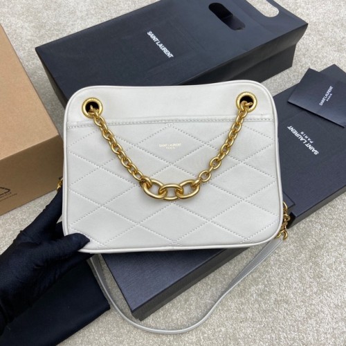 Yves Saint Laurent GABY SATCHEL IN PELLE DI AGNELLO TRAPUNTATA 669308 bianco