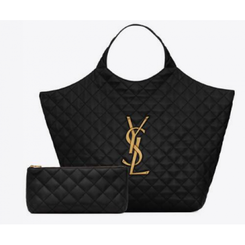 Yves Saint Laurent BORSA SHOPPING ICARE MAXI IN PELLE DI AGNELLO TRAPUNTATA 698651 Nero