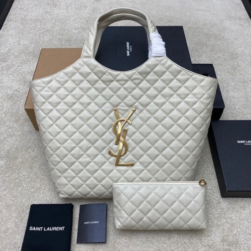 Yves Saint Laurent BORSA SHOPPING ICARE MAXI IN PELLE DI AGNELLO TRAPUNTATA 698651 bianco