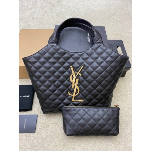 Yves Saint Laurent BORSA SHOPPING ICARE MAXI IN PELLE DI AGNELLO TRAPUNTATA 698652 Nero