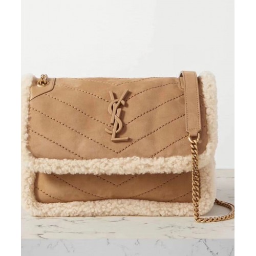 Yves Saint Laurent IN Cashmere E PELLE LISCIA Y533037 marrone