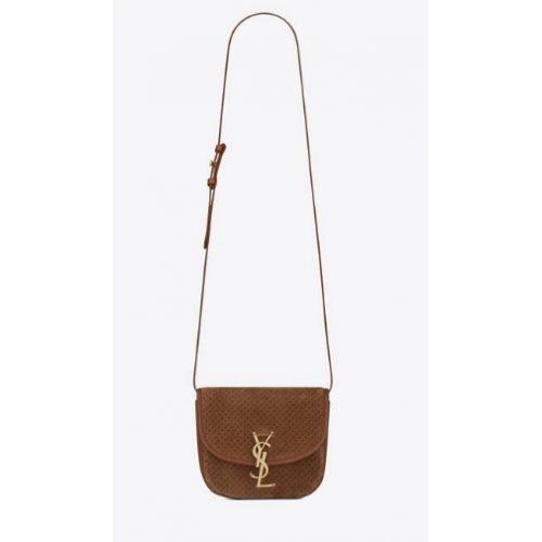 Yves Saint Laurent KAIA BORSA PICCOLA IN SUEDE CON MOTIVO A TRECCIA 74025 BRUN CLAIR
