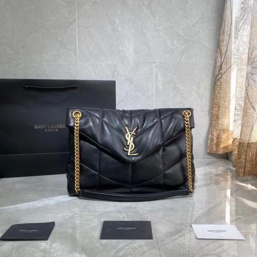 Saint Laurent BORSA PUFFER LOULOU IN PELLE OPACA TRAPUNTATA CRINKLED Y577476 Nero