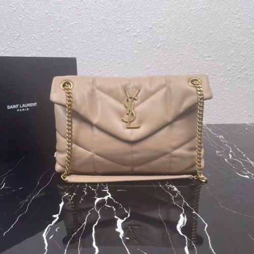 Yves Saint Laurent BORSA LOULOU PUFFER PICCOLA IN PELLE DI AGNELLO TRAPUNTATA 577476 ANEMONE albicocca