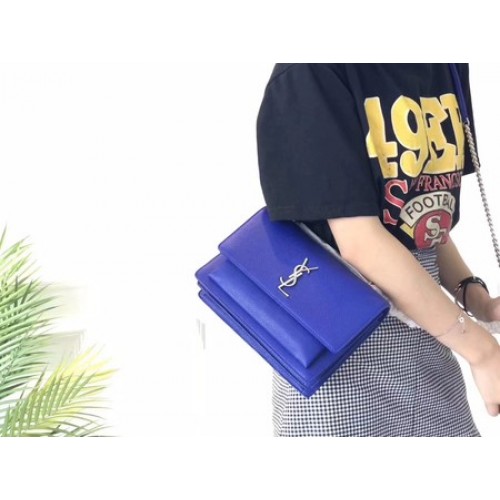 Borsa a tracolla a tracolla in pelle Yves Saint Laurent Y8005 blu