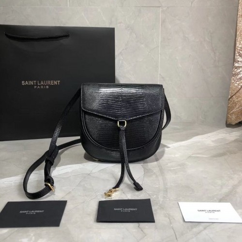 Borsa a tracolla in pelle di lucertola Yves Saint Laurent Y551559 nera