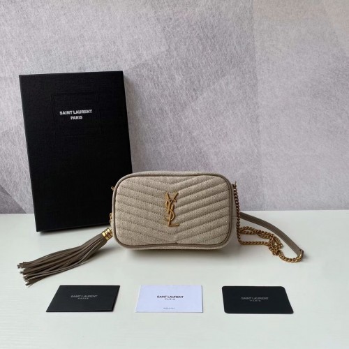 Yves Saint Laurent MINI IN LINO TRAPUNTATO Y681158 grigio
