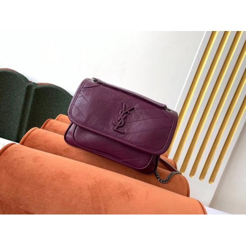 Yves Saint Laurent NIKI BABY IN PELLE DI AGNELLO 498893 Violaceo