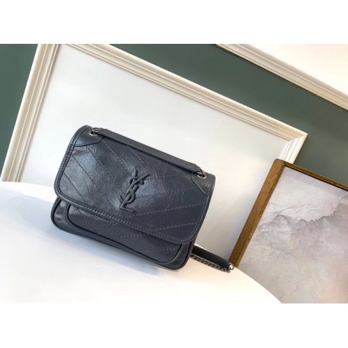 Yves Saint Laurent NIKI BABY IN PELLE DI AGNELLO 498893 blu scuro