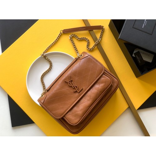 Borsa a catena media Niki Yves Saint Laurent 498894 marrone