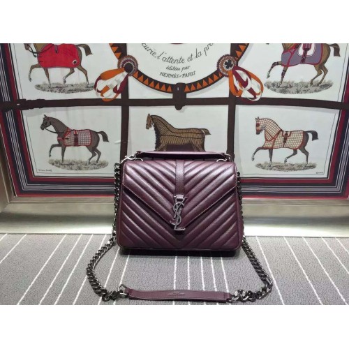 Yves Saint Laurent Messenger Bag Origianl Pelle YSL0338 Bordeaux