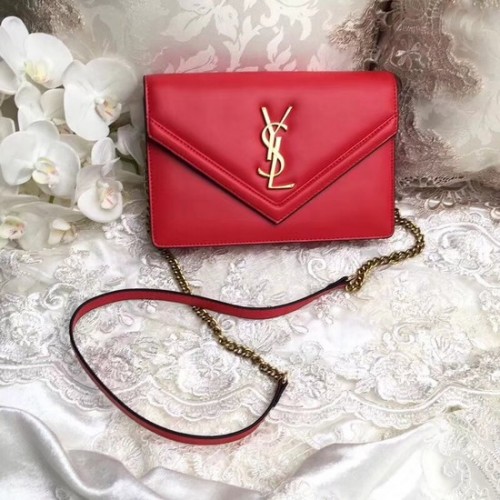 Borsa a tracolla Yves Saint Laurent Monogram Calf in pelle 2569 rossa