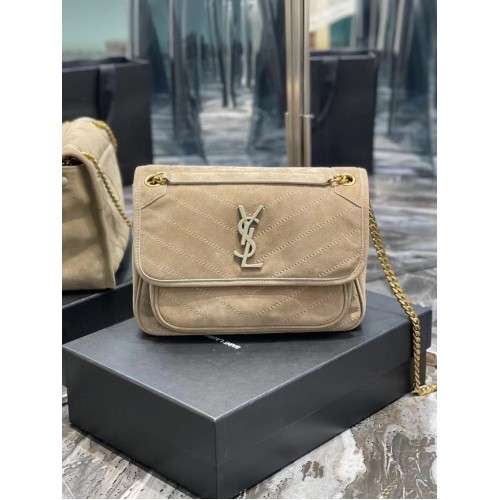 Yves Saint Laurent NIKI BABY IN PELLE SCAMOSCIATA TRAPUNTATA 498894 BEIGE