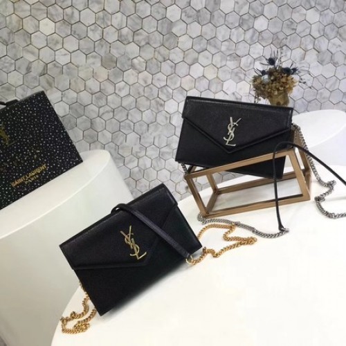 Borsa a tracolla in pelle di vitello originale Yves Saint Laurent 2822 nera